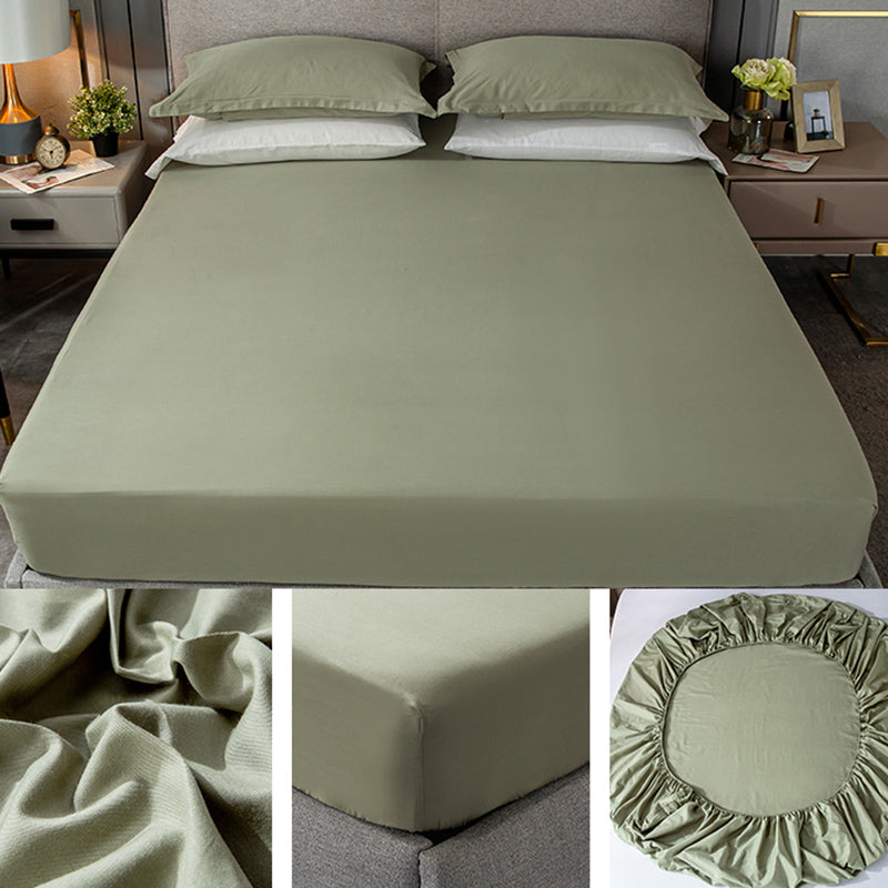 Fade Resistant Bed Sheet Solid Color One Piece Breathable Fitted Sheet
