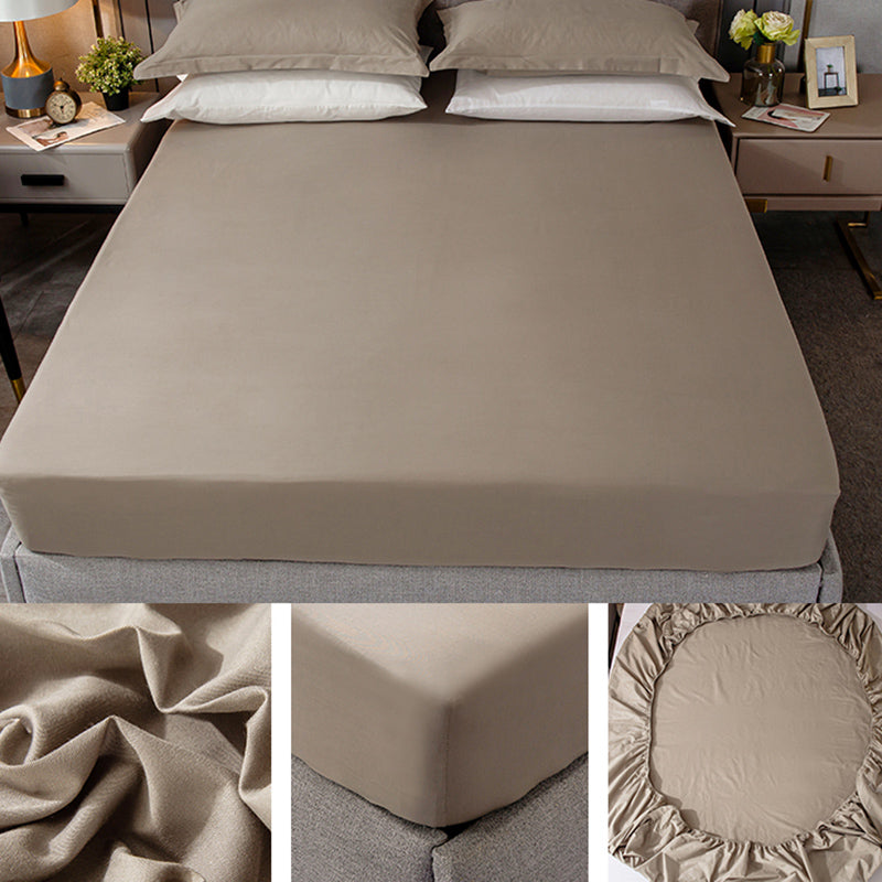 Fade Resistant Bed Sheet Solid Color One Piece Breathable Fitted Sheet