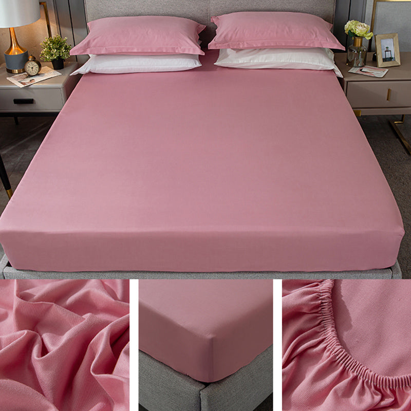 Fade Resistant Bed Sheet Solid Color One Piece Breathable Fitted Sheet