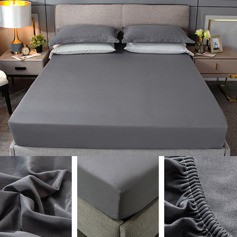 Fade Resistant Bed Sheet Solid Color One Piece Breathable Fitted Sheet