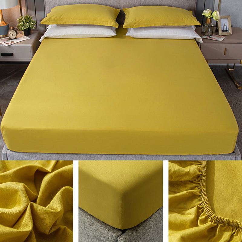 Fade Resistant Bed Sheet Solid Color One Piece Breathable Fitted Sheet