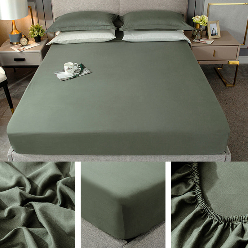 Fade Resistant Bed Sheet Solid Color One Piece Breathable Fitted Sheet