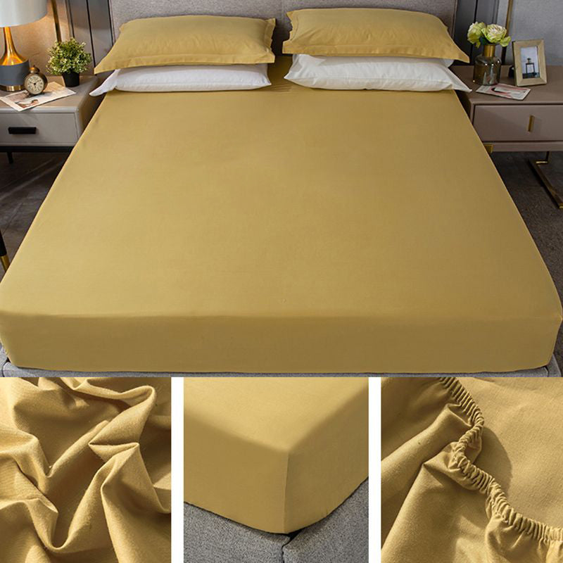 Fade Resistant Bed Sheet Solid Color One Piece Breathable Fitted Sheet
