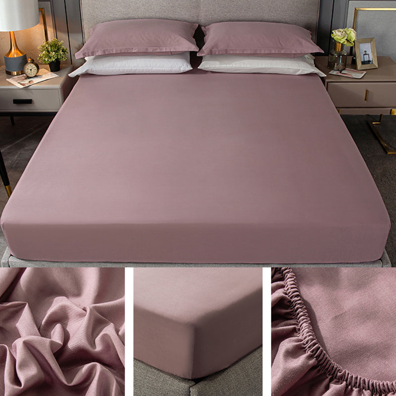Fade Resistant Bed Sheet Solid Color One Piece Breathable Fitted Sheet