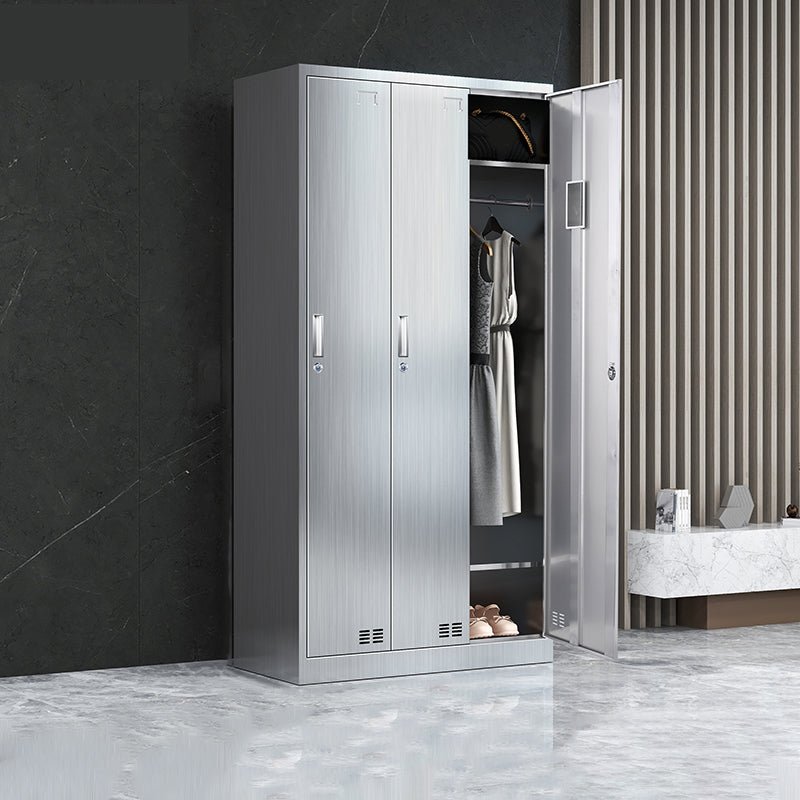 Steel Chrome Storage Cabinet Modern Cabinet with Hinged Doors