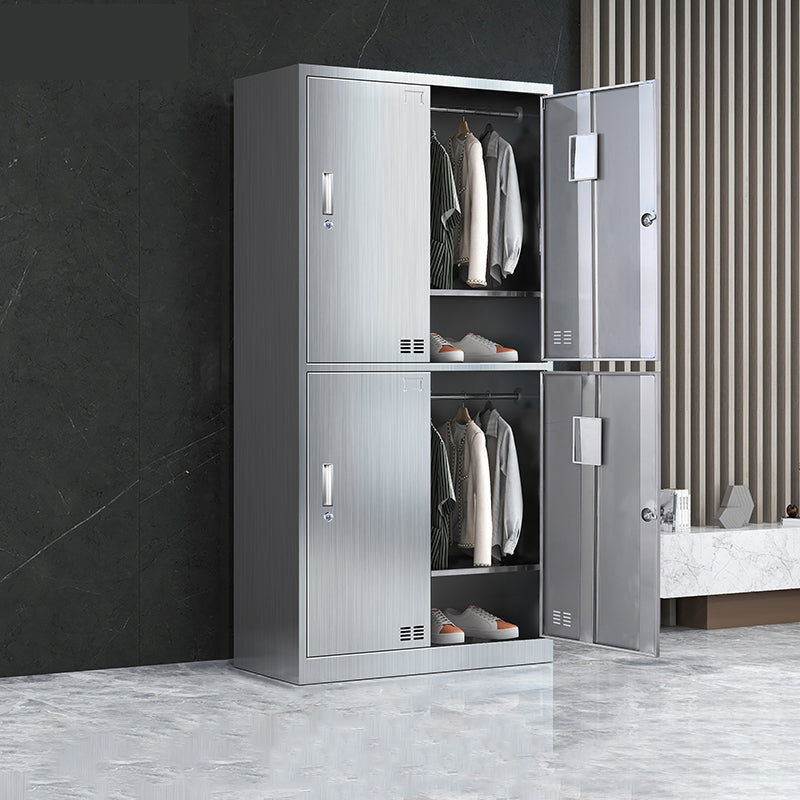 Steel Chrome Storage Cabinet Modern Cabinet with Hinged Doors