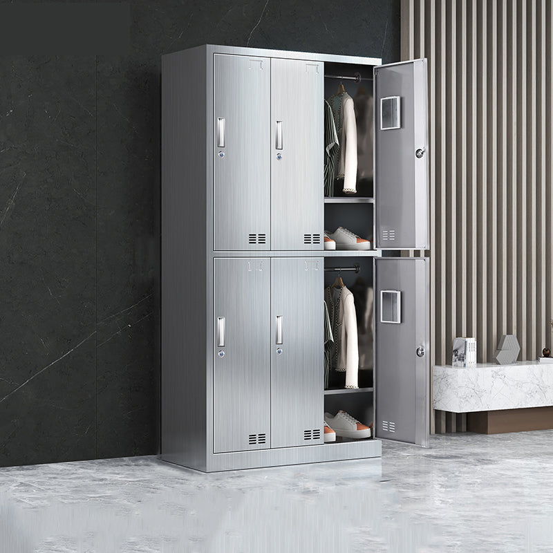 Steel Chrome Storage Cabinet Modern Cabinet with Hinged Doors