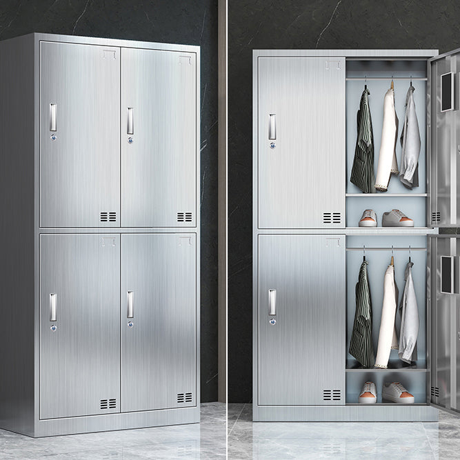 Steel Chrome Storage Cabinet Modern Cabinet with Hinged Doors