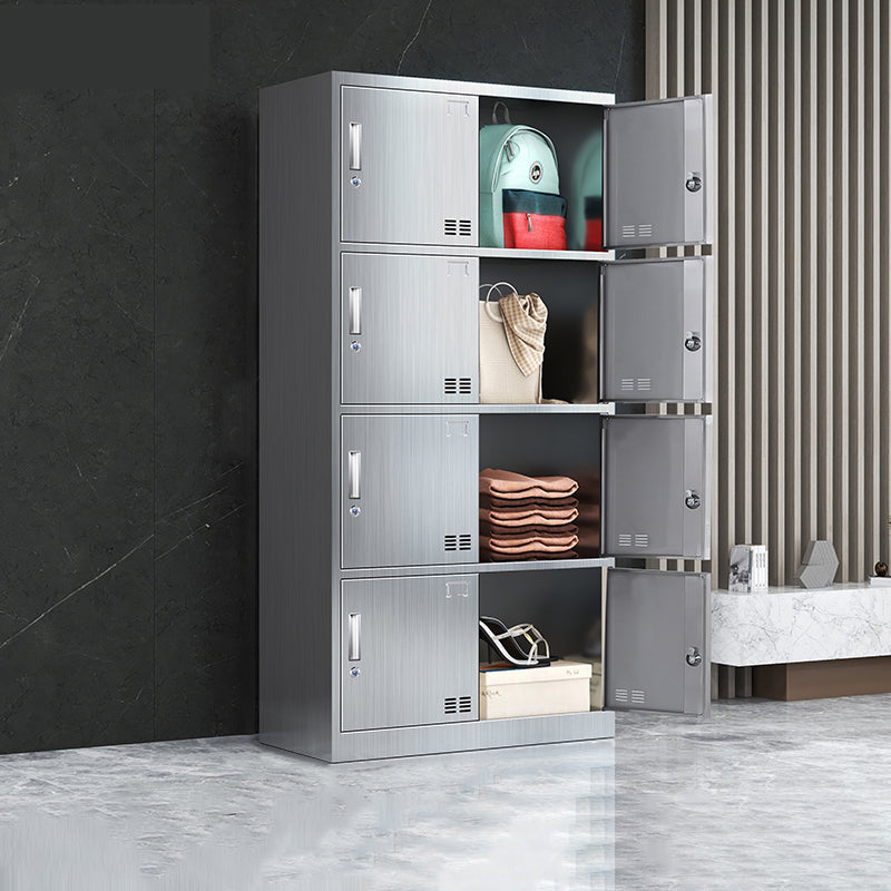 Steel Chrome Storage Cabinet Modern Cabinet with Hinged Doors