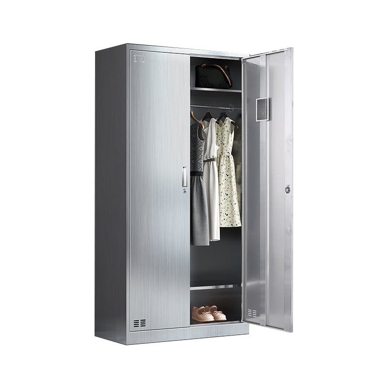 Steel Chrome Storage Cabinet Modern Cabinet with Hinged Doors