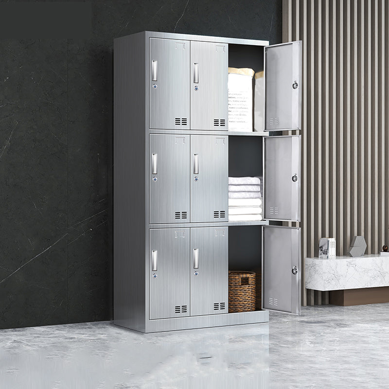 Steel Chrome Storage Cabinet Modern Cabinet with Hinged Doors