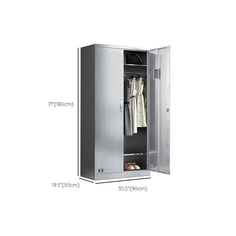 Steel Chrome Storage Cabinet Modern Cabinet with Hinged Doors