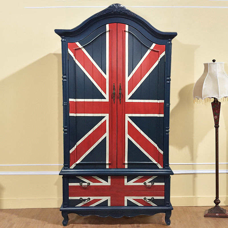 Matte Finish Wood Cabinet with Garment Rod Coastal Storage Cabinet with Hinged Doors