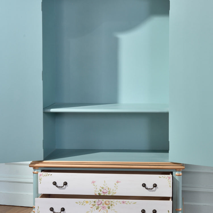 Matte Finish Wood Cabinet with Garment Rod Coastal Storage Cabinet with Hinged Doors