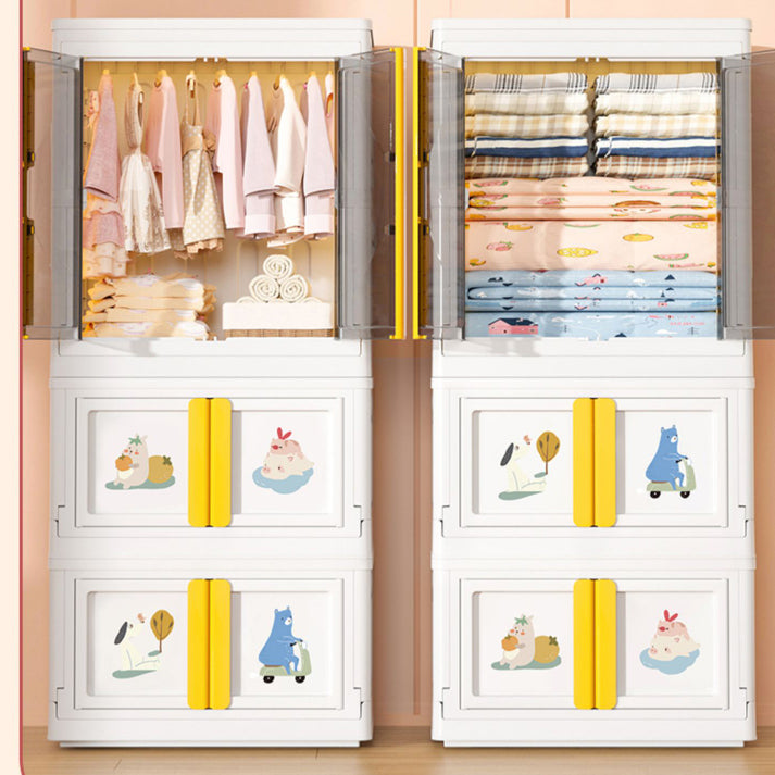 Plastic Storage Cabinet with Garment Rod Contemporary Hinged Door Cabinet