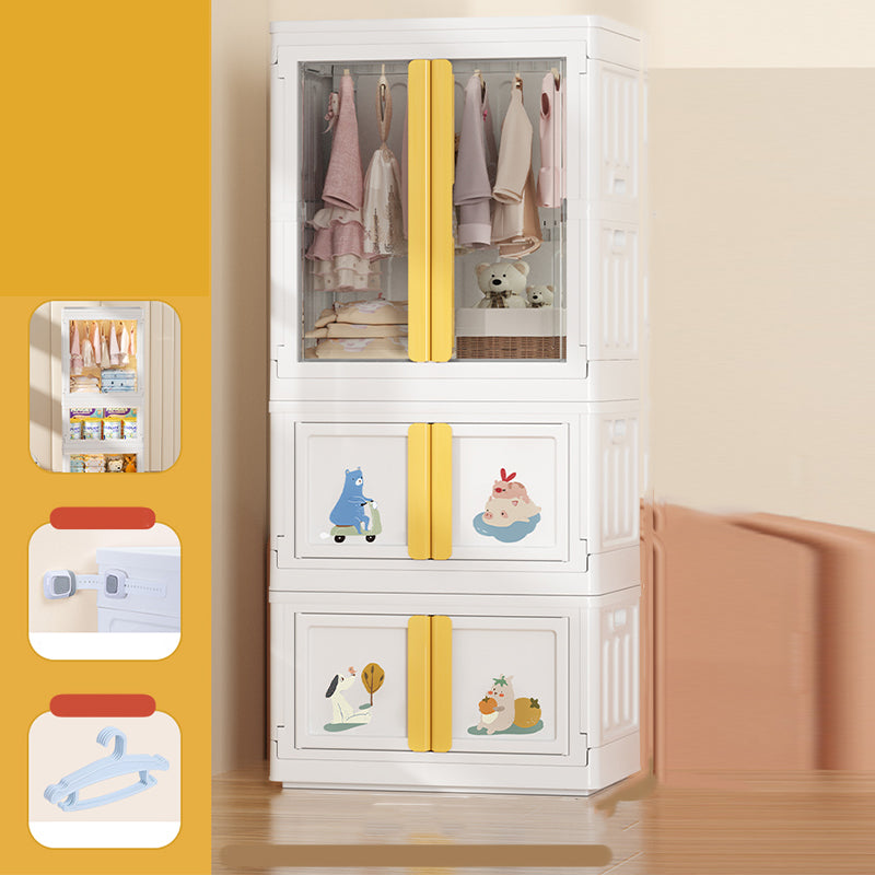 Plastic Storage Cabinet with Garment Rod Contemporary Hinged Door Cabinet