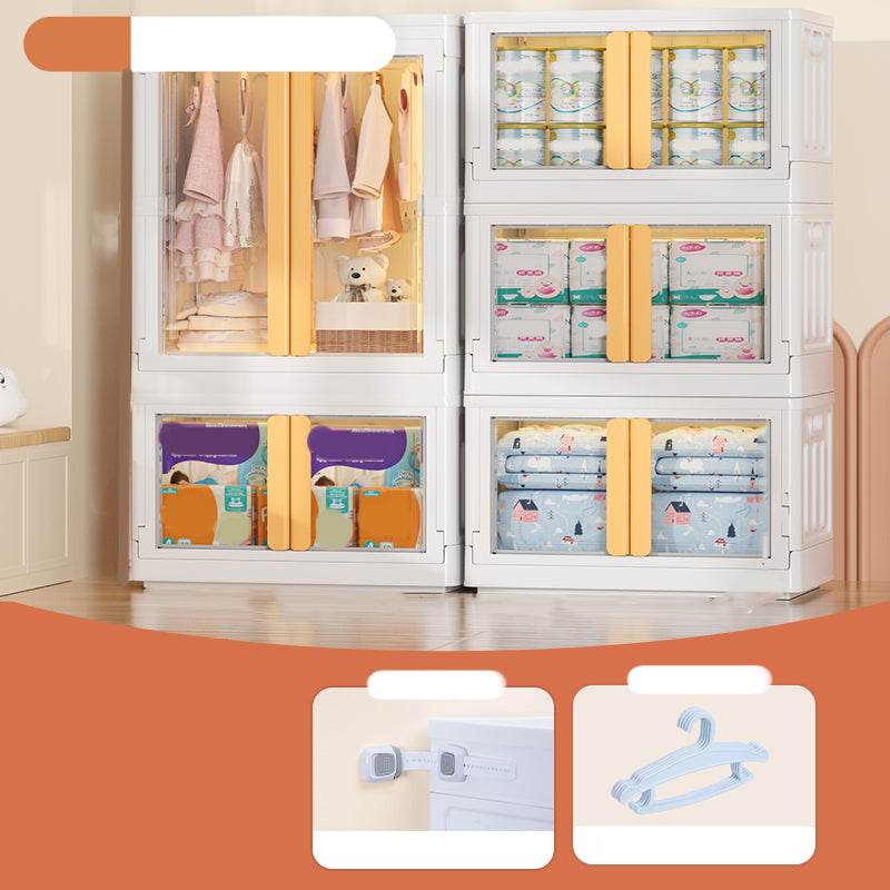 Plastic Storage Cabinet with Garment Rod Contemporary Hinged Door Cabinet