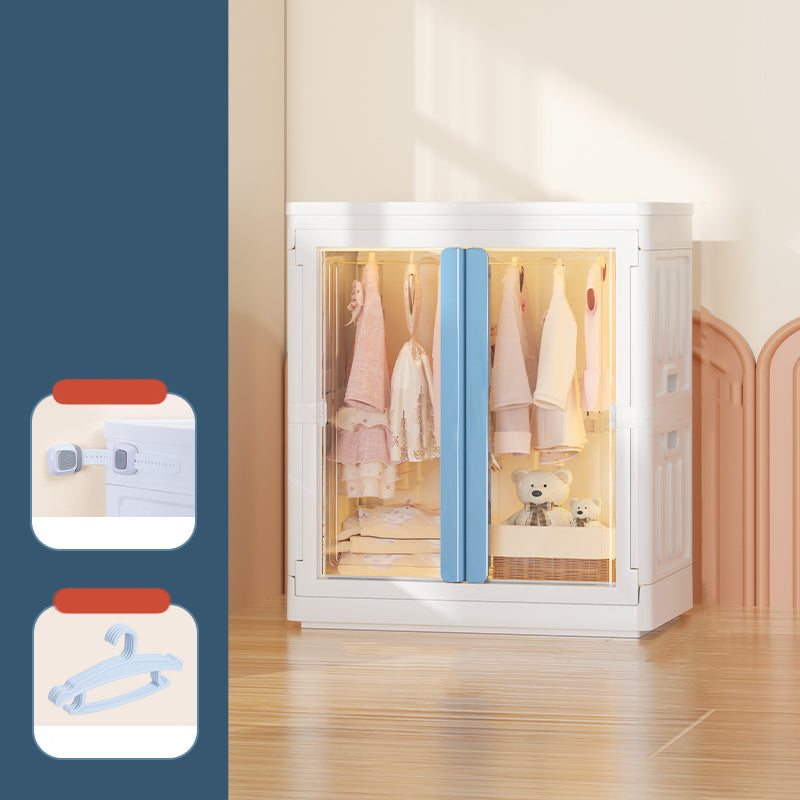 Plastic Storage Cabinet with Garment Rod Contemporary Hinged Door Cabinet