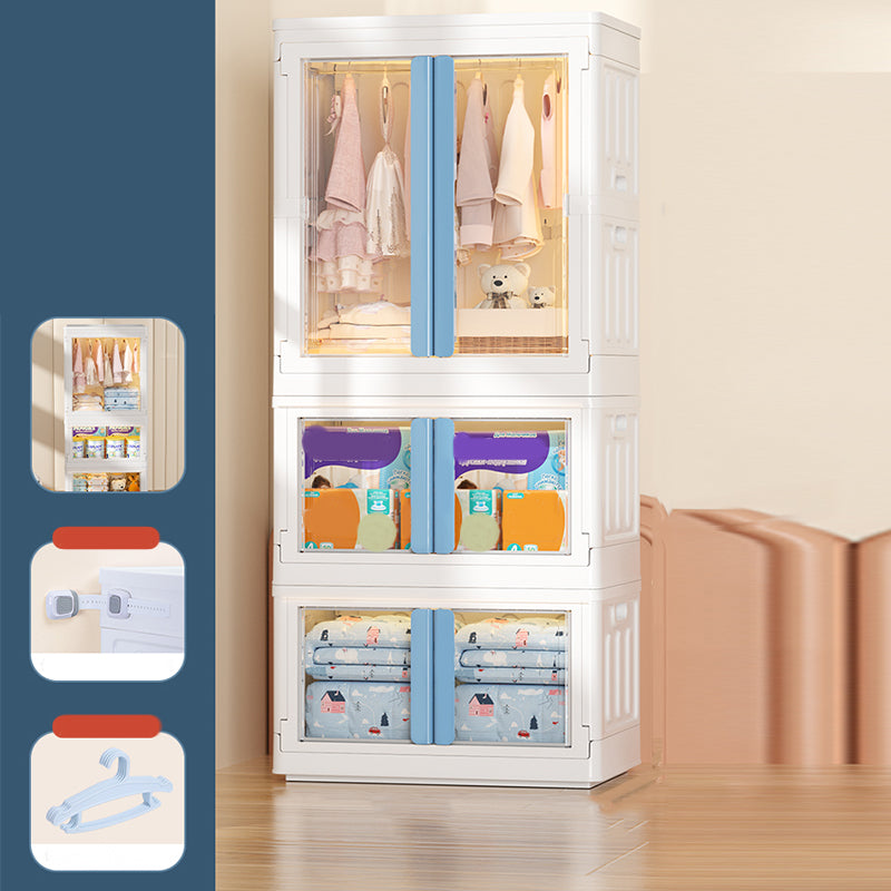 Plastic Storage Cabinet with Garment Rod Contemporary Hinged Door Cabinet
