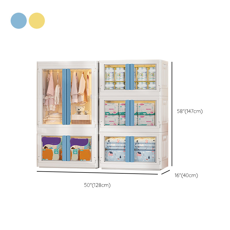 Plastic Storage Cabinet with Garment Rod Contemporary Hinged Door Cabinet