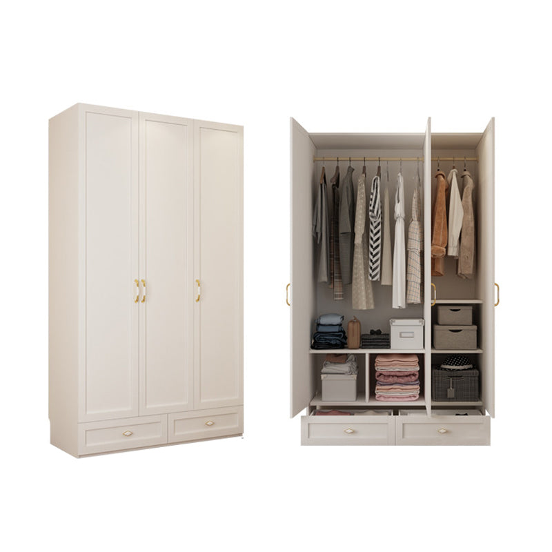 Engineered Wood Wardrobe Closet with Shelves White Wardrobe Cabinet