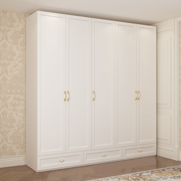 Engineered Wood Wardrobe Closet with Shelves White Wardrobe Cabinet