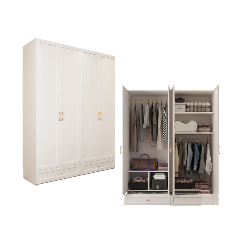 Engineered Wood Wardrobe Closet with Shelves White Wardrobe Cabinet