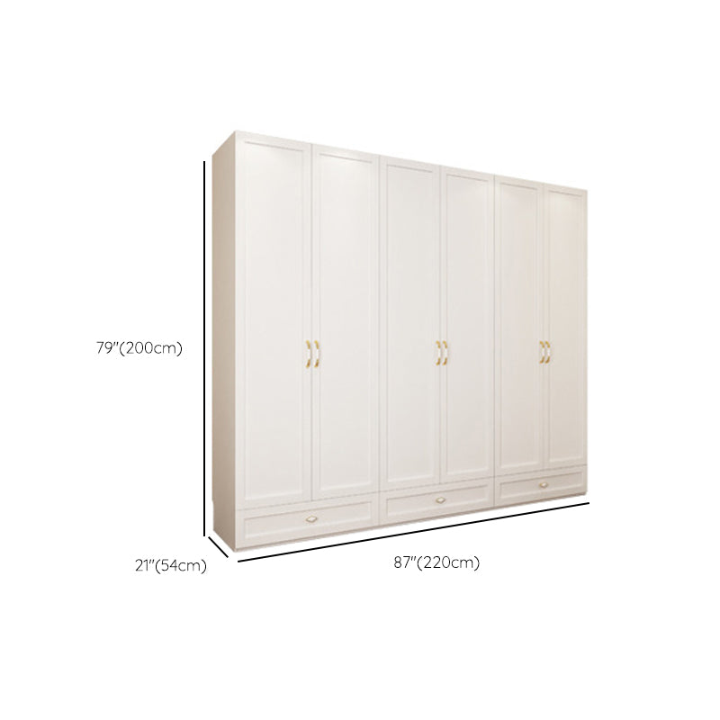 Engineered Wood Wardrobe Closet with Shelves White Wardrobe Cabinet