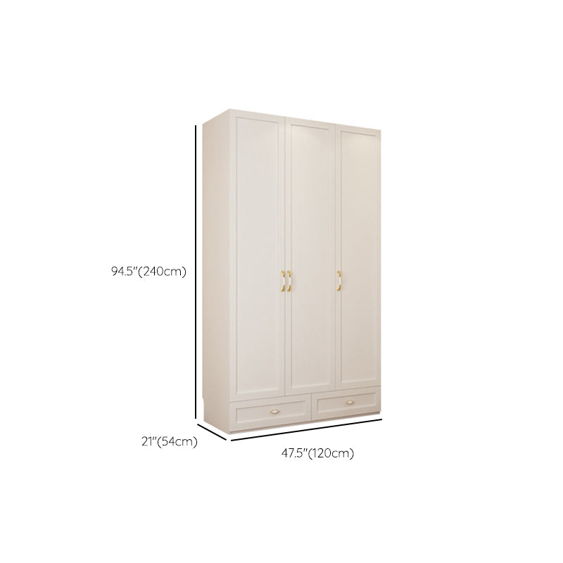 Engineered Wood Wardrobe Closet with Shelves White Wardrobe Cabinet