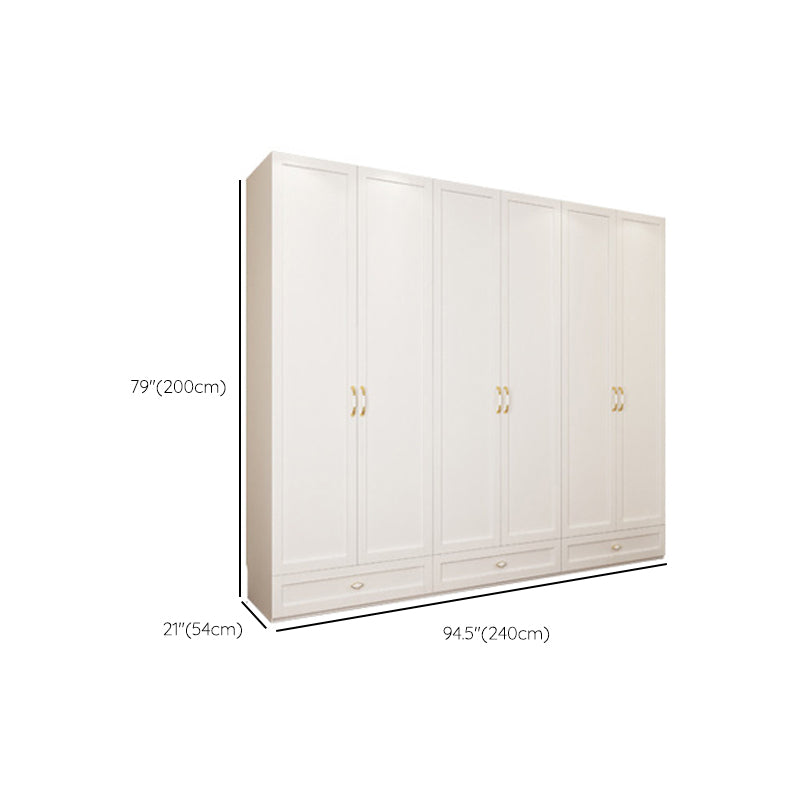 Engineered Wood Wardrobe Closet with Shelves White Wardrobe Cabinet