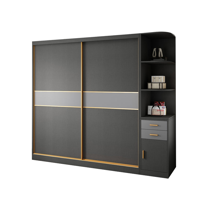 Grey Engineered Wood Wardrobe Cabinet Contemporary Wardrobe Armoire