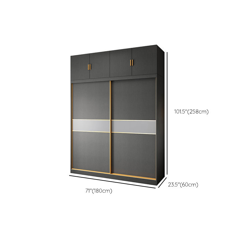 Grey Engineered Wood Wardrobe Cabinet Contemporary Wardrobe Armoire