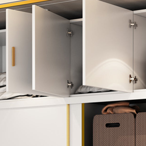 White Engineered Wood Wardrobe Cabinet Contemporary Wardrobe Armoire