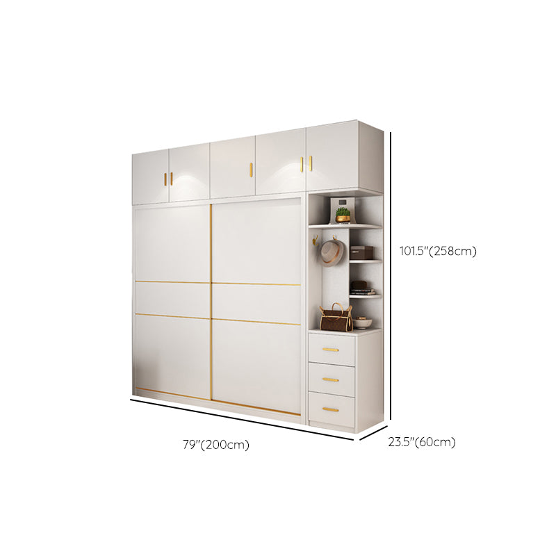 White Engineered Wood Wardrobe Cabinet Contemporary Wardrobe Armoire
