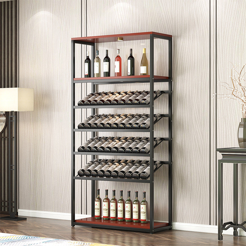 Contemporary Floor Bottle Wine Rack Single Black Metal Wine Holder