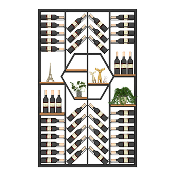 Metal Floor Bottle Wine Rack Modern Black Wine Holder with Shelf