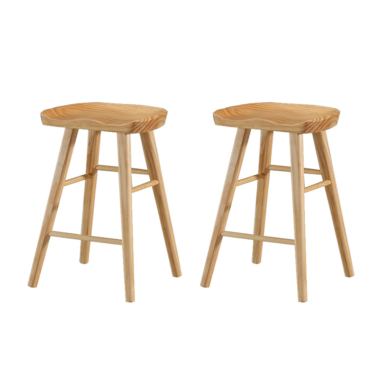 Solid Wood Dining Stool Contemporary Backless Bar Stool with Footrest