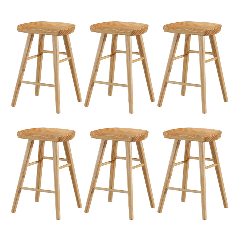 Solid Wood Dining Stool Contemporary Backless Bar Stool with Footrest