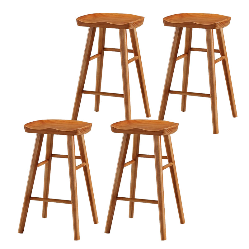 Solid Wood Dining Stool Contemporary Backless Bar Stool with Footrest