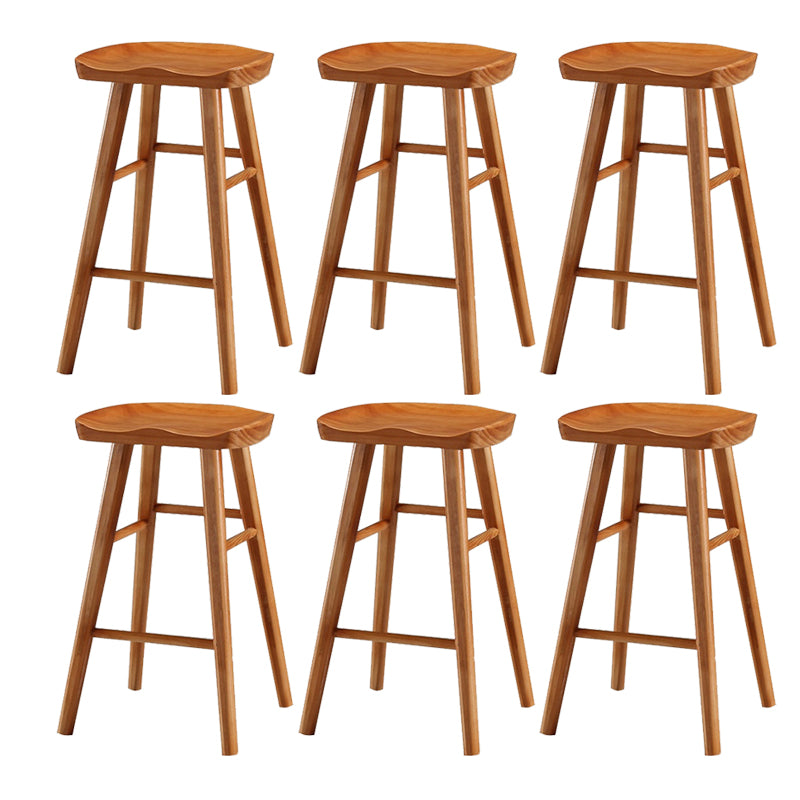 Solid Wood Dining Stool Contemporary Backless Bar Stool with Footrest