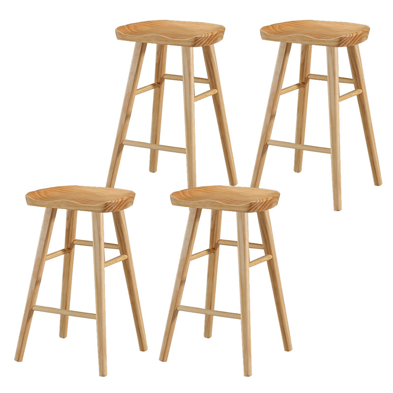 Solid Wood Dining Stool Contemporary Backless Bar Stool with Footrest