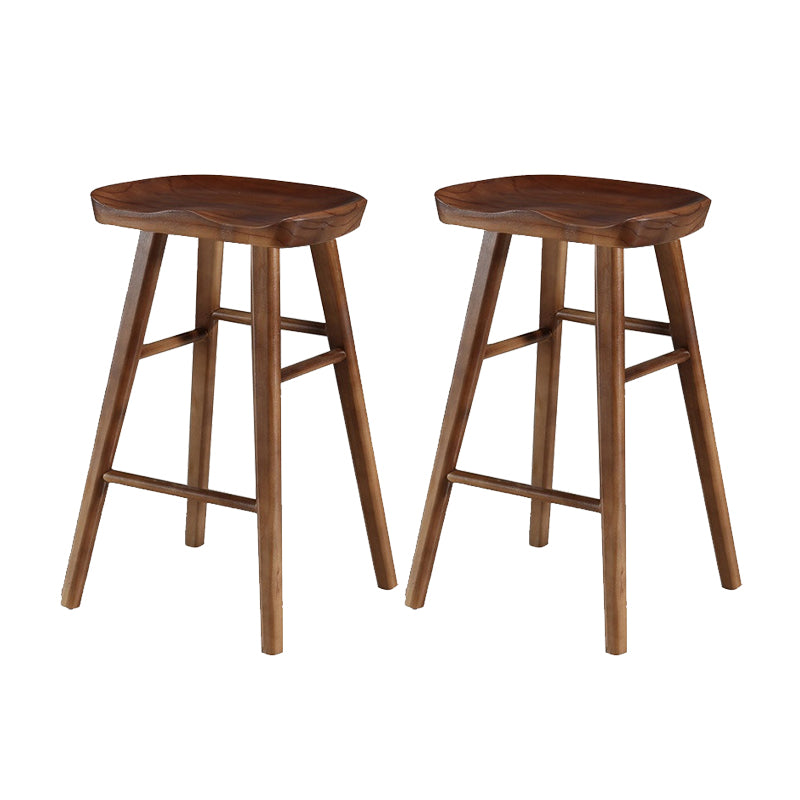 Solid Wood Dining Stool Contemporary Backless Bar Stool with Footrest