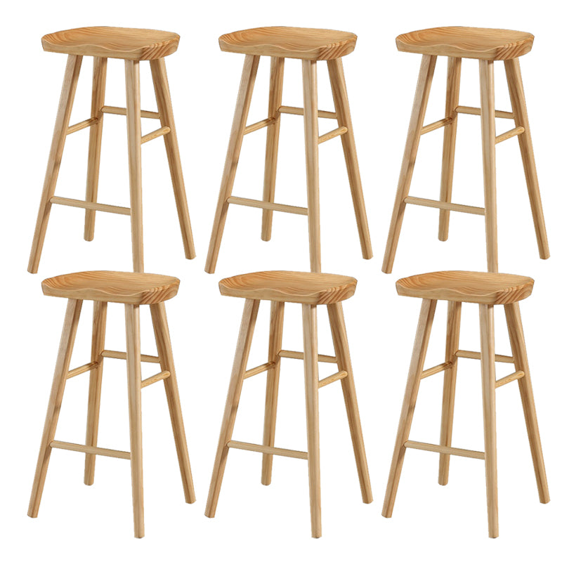 Solid Wood Dining Stool Contemporary Backless Bar Stool with Footrest