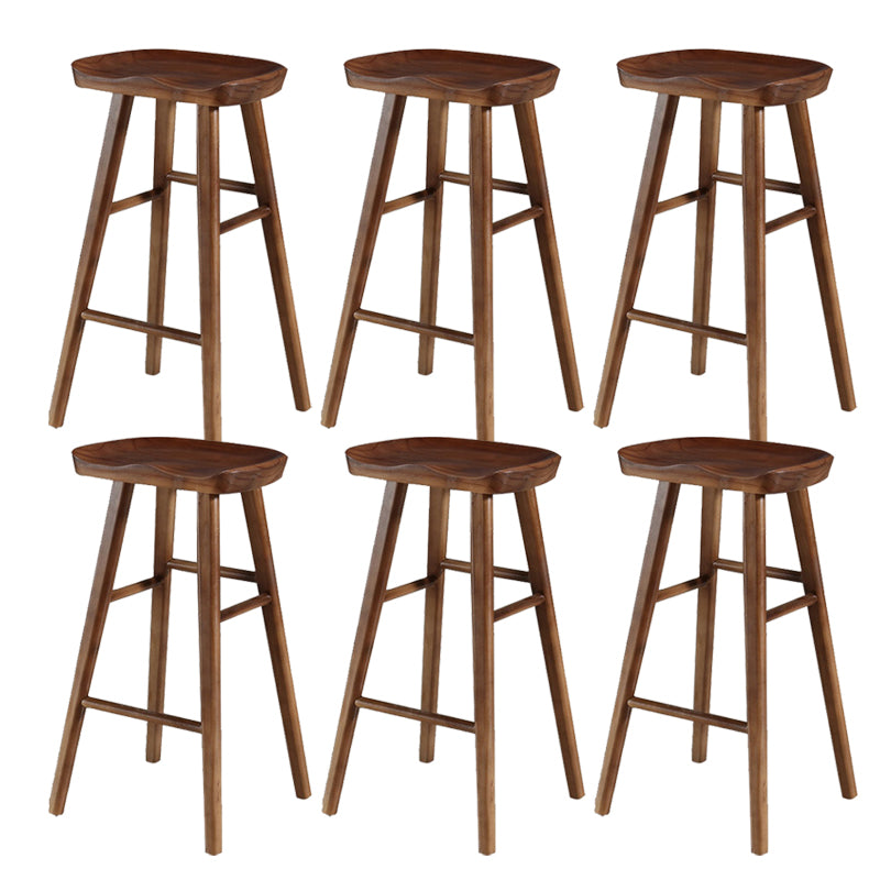 Solid Wood Dining Stool Contemporary Backless Bar Stool with Footrest