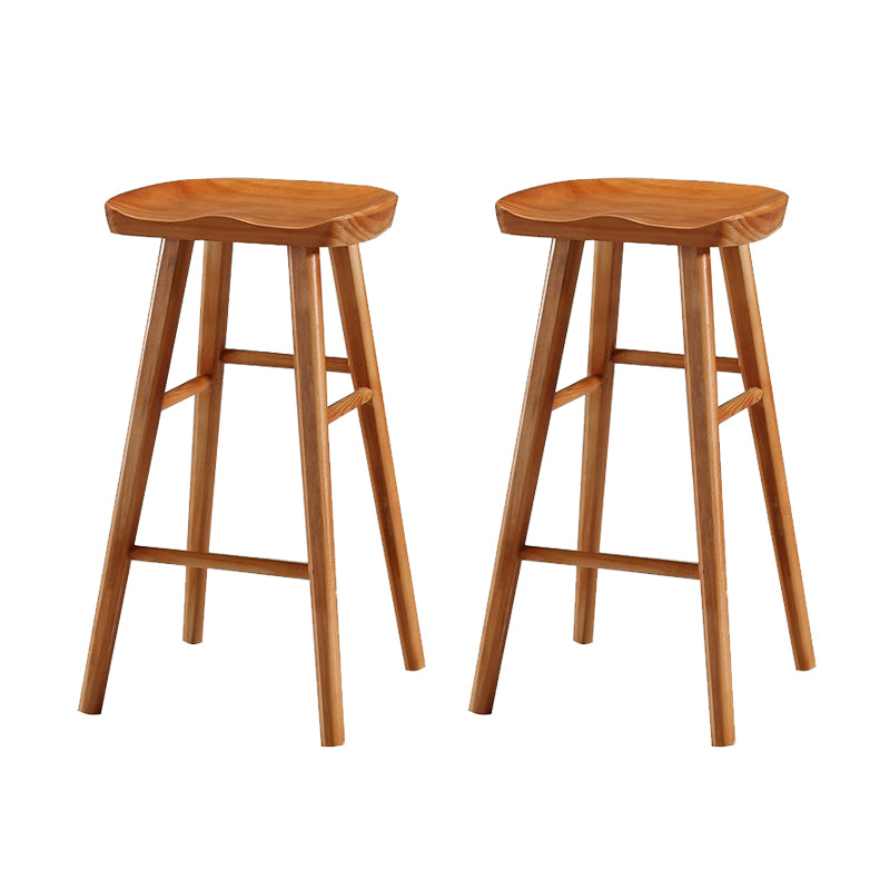 Solid Wood Dining Stool Contemporary Backless Bar Stool with Footrest
