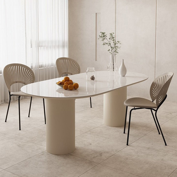 Modern Style Oval Table Set 1/4/5/6/7 Pieces Dining Set with Metal Legs