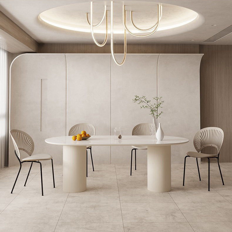 Modern Style Oval Table Set 1/4/5/6/7 Pieces Dining Set with Metal Legs