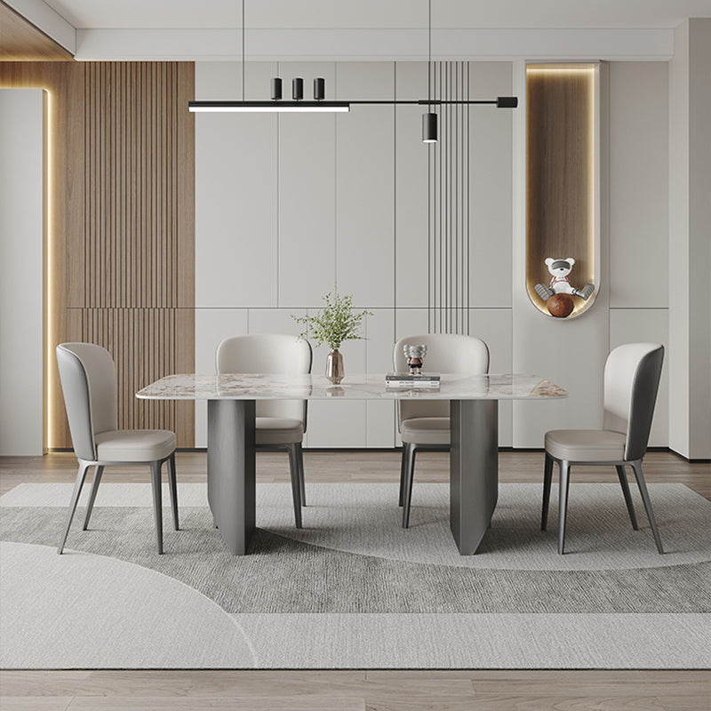Contemporary Dining Set 1/5/7 Pcs Sintered Stone Dining Table with Upholstered Chairs