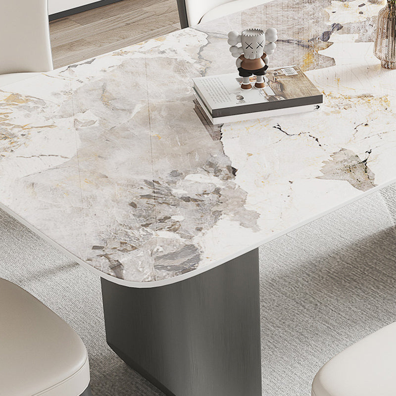 Contemporary Dining Set 1/5/7 Pcs Sintered Stone Dining Table with Upholstered Chairs
