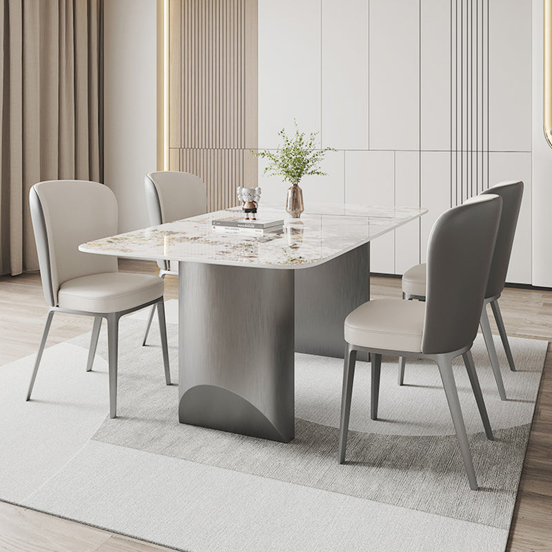 Contemporary Dining Set 1/5/7 Pcs Sintered Stone Dining Table with Upholstered Chairs